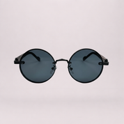 Retro Steampunk Round Sunglasses - Black