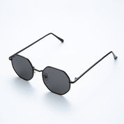 Octagonal Metal Frame Sunglasses - Black